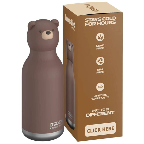 Thermo-Trinkflasche mit Strohhalm Bestie – Bär (460 ml)