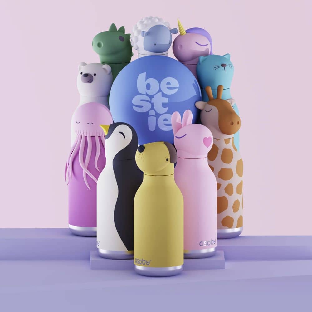 Thermo-Trinkflasche mit Strohhalm Bestie – Pinguin (460 ml)