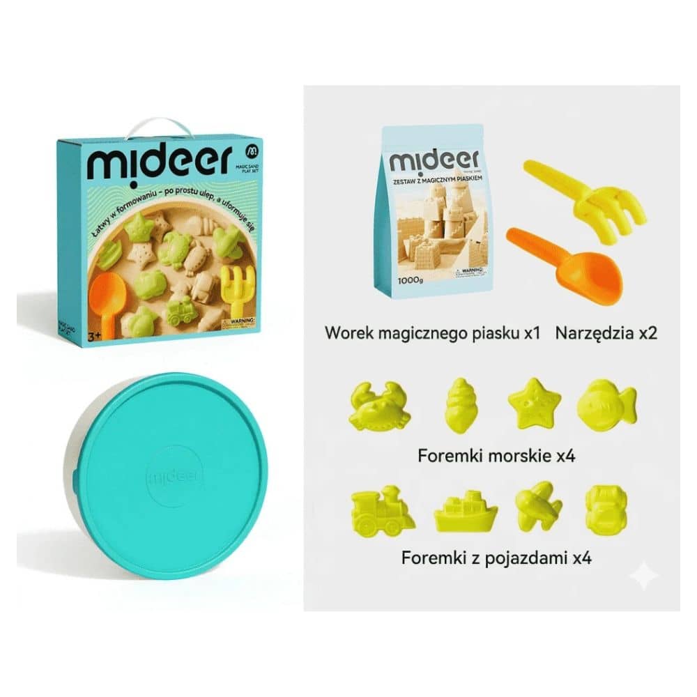 Kinetischer Sand Set aus Bienenwachs - 1 kg inkl. Förmchen & Spielwanne