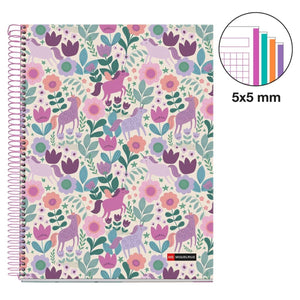 Spiralblock, A4-Heft mit einzelnen Blättern – Magic Unicorn, 120 Seiten