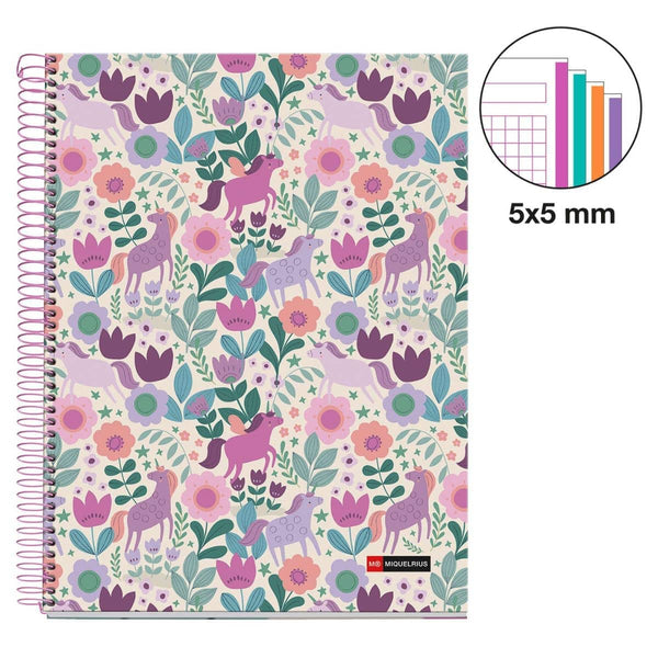 Spiralblock, A4-Heft mit einzelnen Blättern – Magic Unicorn, 120 Seiten