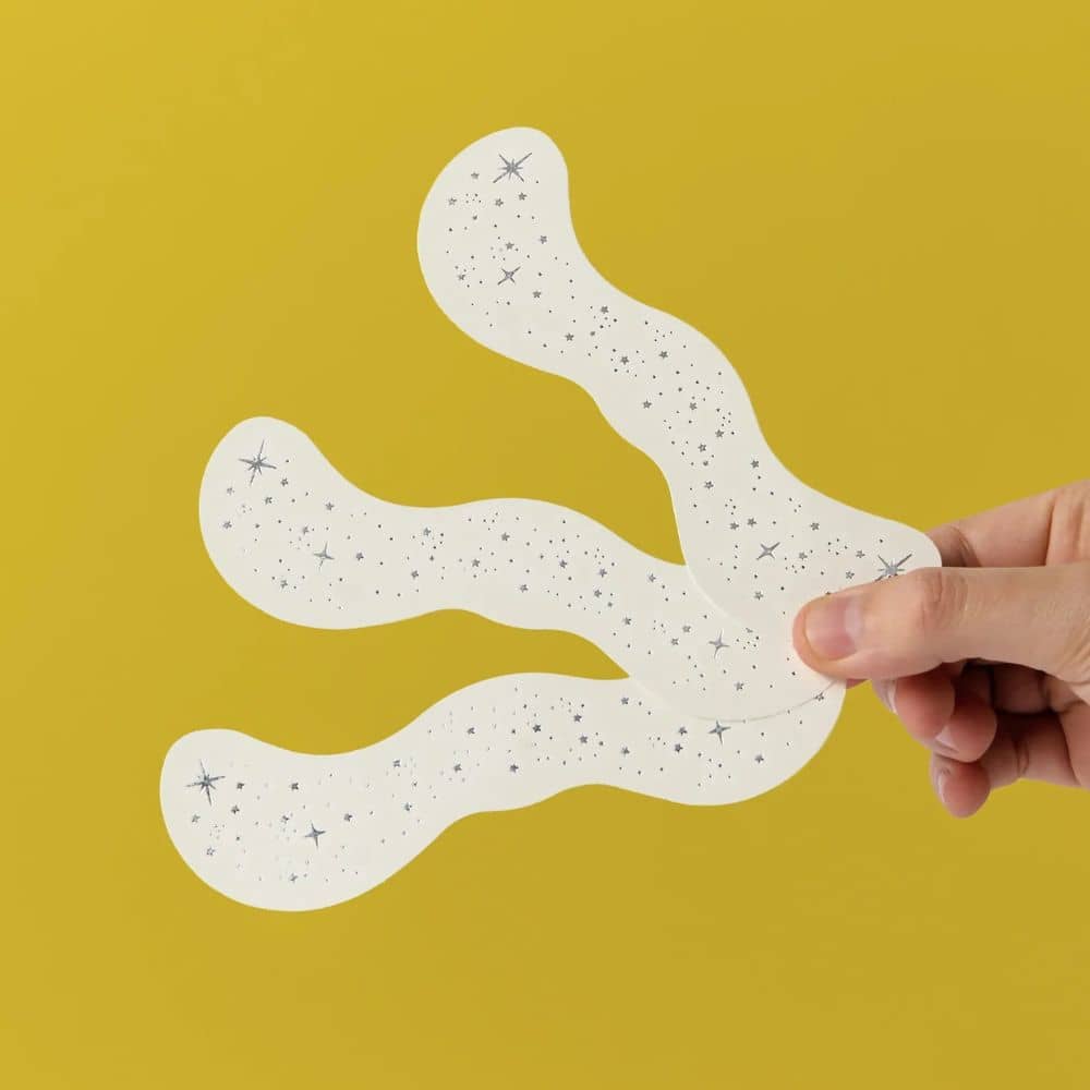 Gesichtssticker – silberne Glitzersommersprossen, 3 Stück