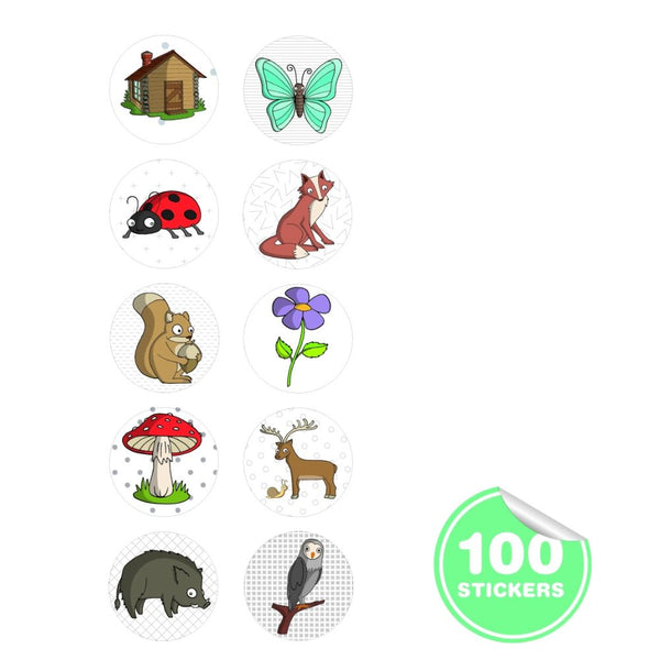 Stempel mit Aufklebern – Wald