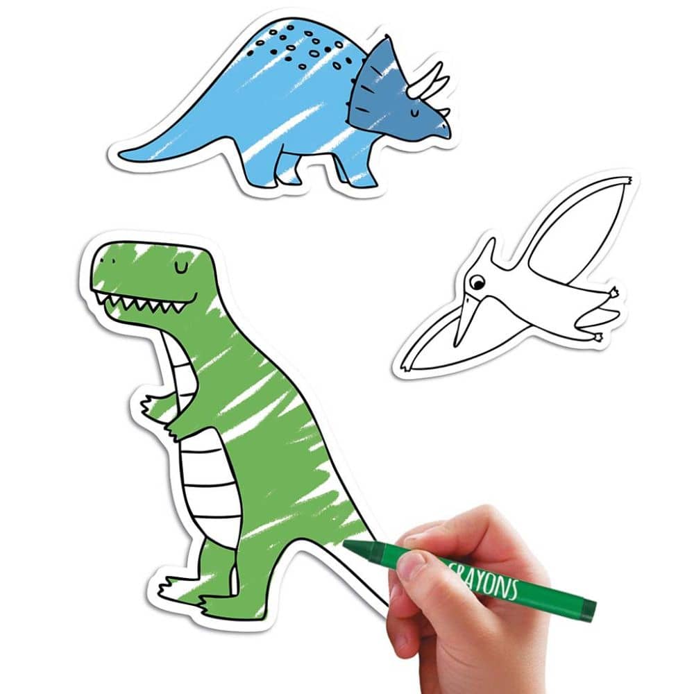 Aufkleber-Set zum Ausmalen mit Buntstiften – Dinosaurier, 57 Stück