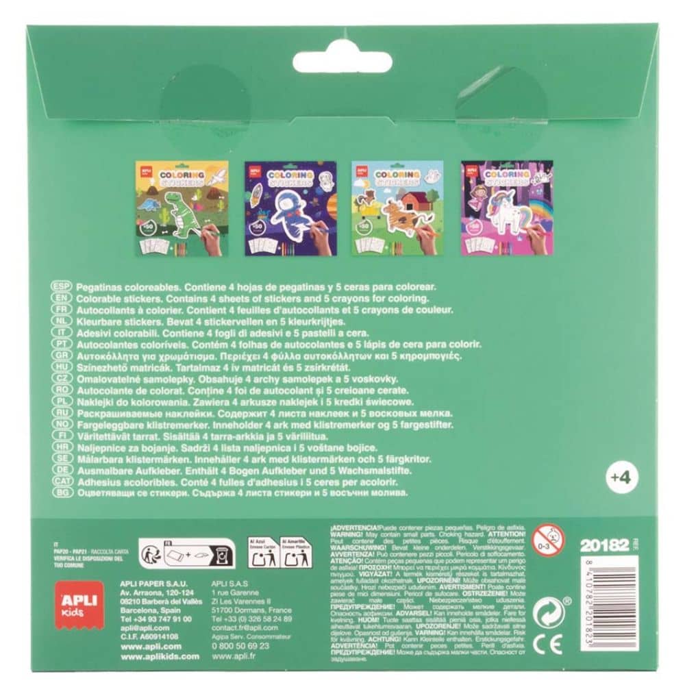Aufkleber-Set zum Ausmalen mit Buntstiften – Dinosaurier, 57 Stück