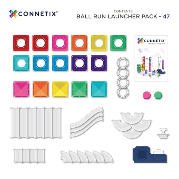 Magnetbauklötze – Ball Run Launcher Pack, 47 Teile
