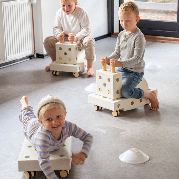 Kreative Bausteine zur Förderung der Grobmotorik – MODU Education Set – Deep Blue/Sky Blue, 55 Teile