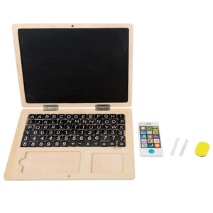 Holz-Laptop mit Magnet-Tafel (78 Magnete)