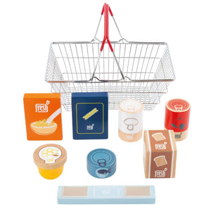 Kaufladen-Zubehör – „fresh" Lebensmittel-Set im Einkaufskorb