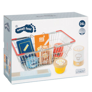 Kaufladen-Zubehör – „fresh" Lebensmittel-Set im Einkaufskorb