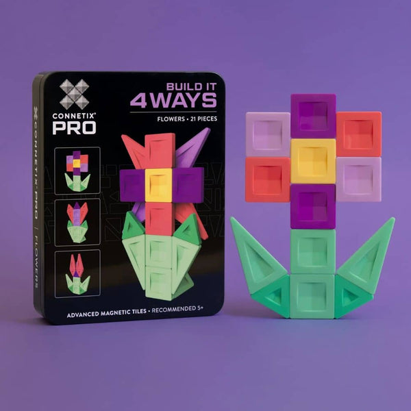Magnetische Bausteine - PRO Build It 4 Ways Flowers Pack (21 Teile)