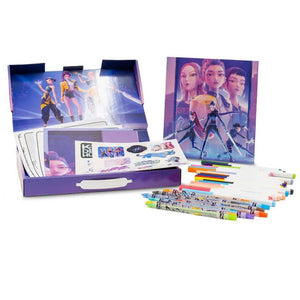 Kreativset Malbuch mit Filzstiften & Stickern im Koffer, 45-tlg., K-Pop Demon Hunters