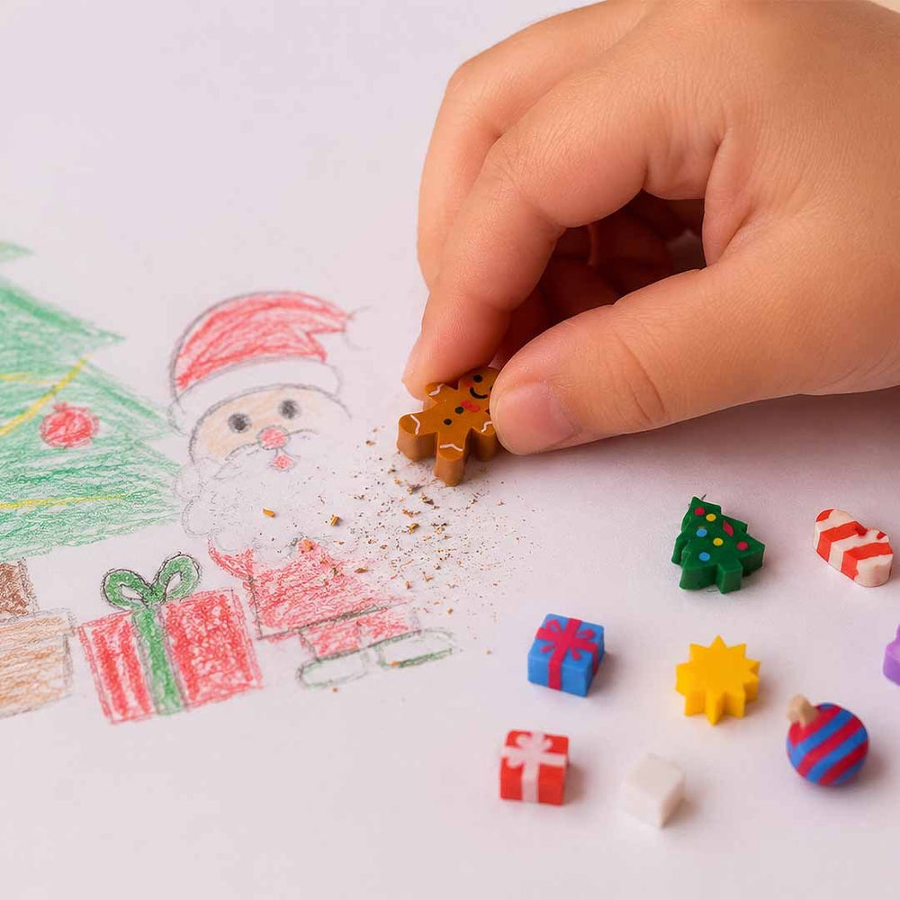Weihnachtsbleistift mit Mini-Radiergummis – Tannenbaum