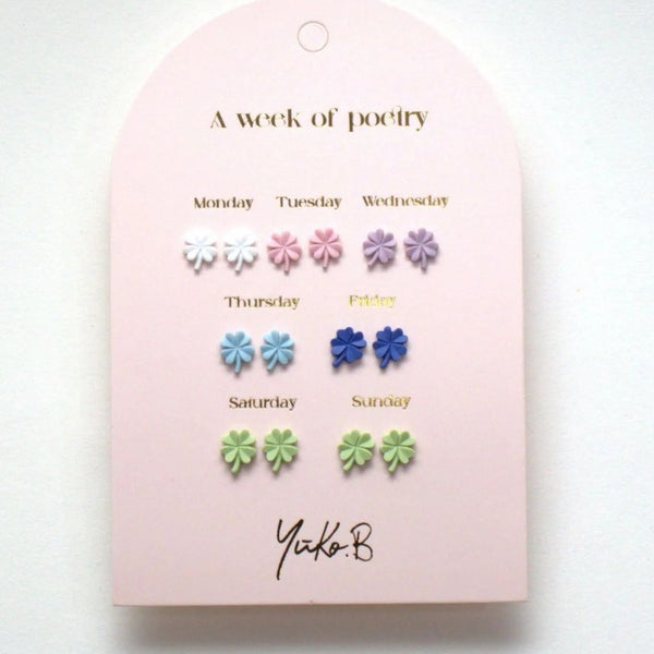 Yuko B. Ohrstecker-Set Poesie-Woche Glück mit 7 Paar - Ansicht 2