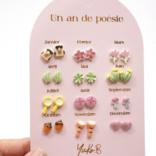 Yuko B. Ohrstecker-Set Poesie-Jahr Kleine Entdecker mit 12 Paar - Ansicht 4