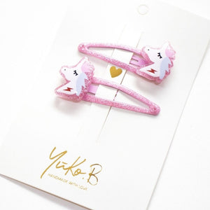 Yuko B. Haarspangen Einhörner, Glitzer-Rosa - Ansicht 6