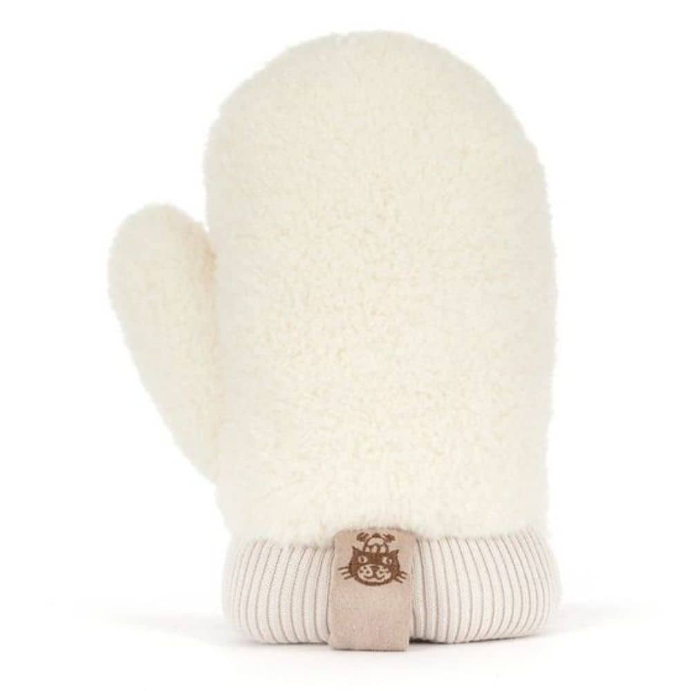 Jellycat Plüsch-Fäustling in Creme-Beige mit Gesicht, 27 cm