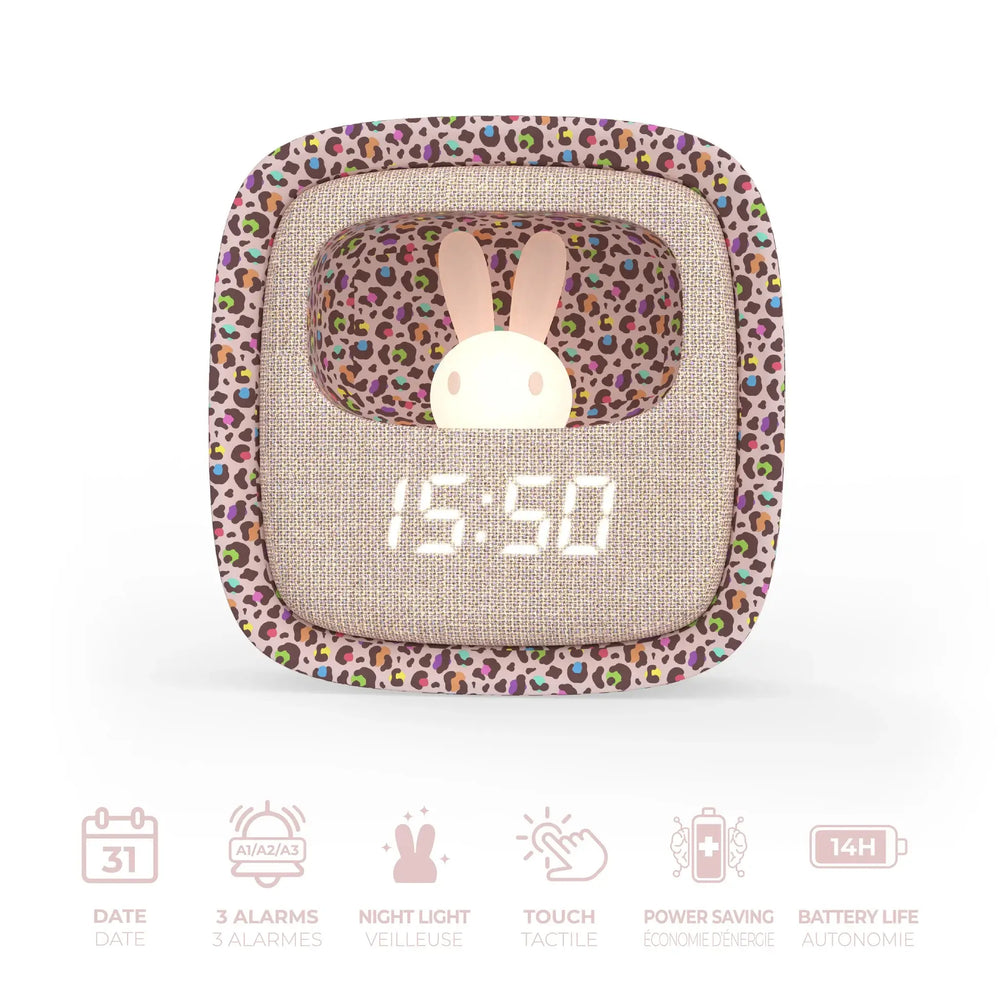 Wecker mit Lampe und Schlummerfunktion Billy - Regenbogen-Leopard