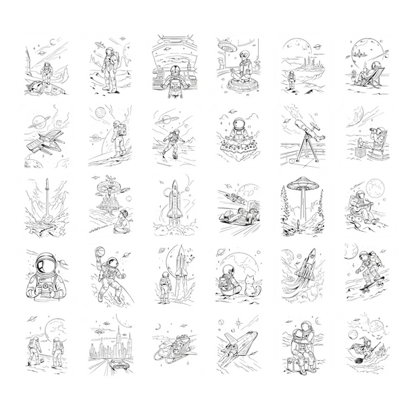 Nachfüllkarten – Kidydraw Pad – Galaxie (30 Stück, ab 10 Jahren)