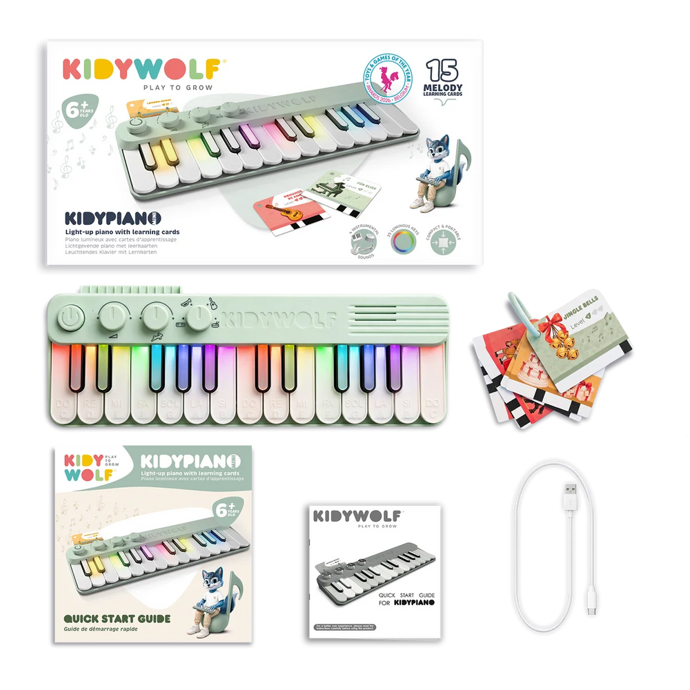 Kidywolf Kidypiano Lern-Keyboard mit Leuchttasten Grün