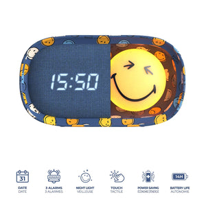 Kinderwecker mit Nachtlicht - Smiley World, Blau (ab 3 Jahren)