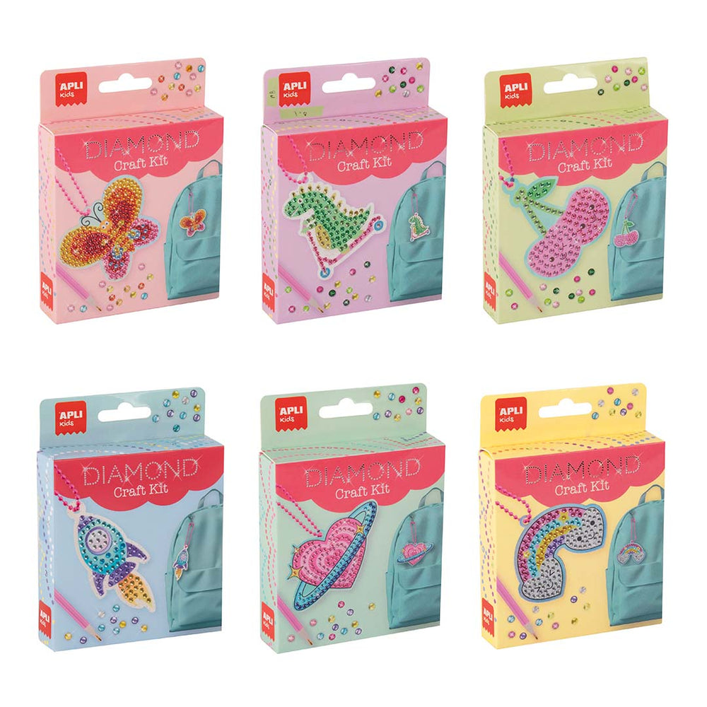 Diamant Schlüsselanhänger Bastelset Kinder von Apli Kids mit Regenbogen-Design für kreative Bastelprojekte