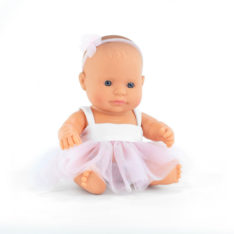 Babypuppe Mädchen My Friends & Me – Europäerin 21 cm von Miniland in rosa Kleid mit Haarband