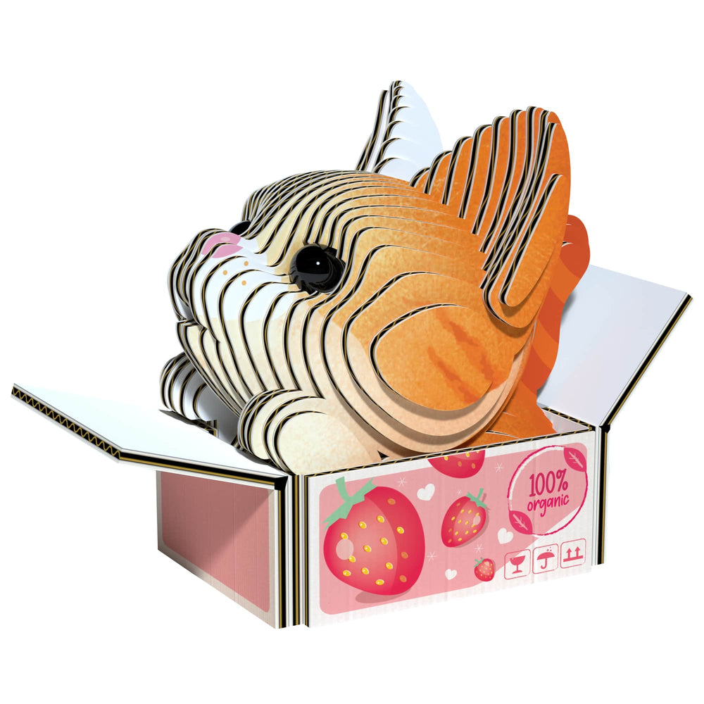 Eugy Katzen-Puzzle aus 100 Prozent organischem Material in einer bunten Verpackung