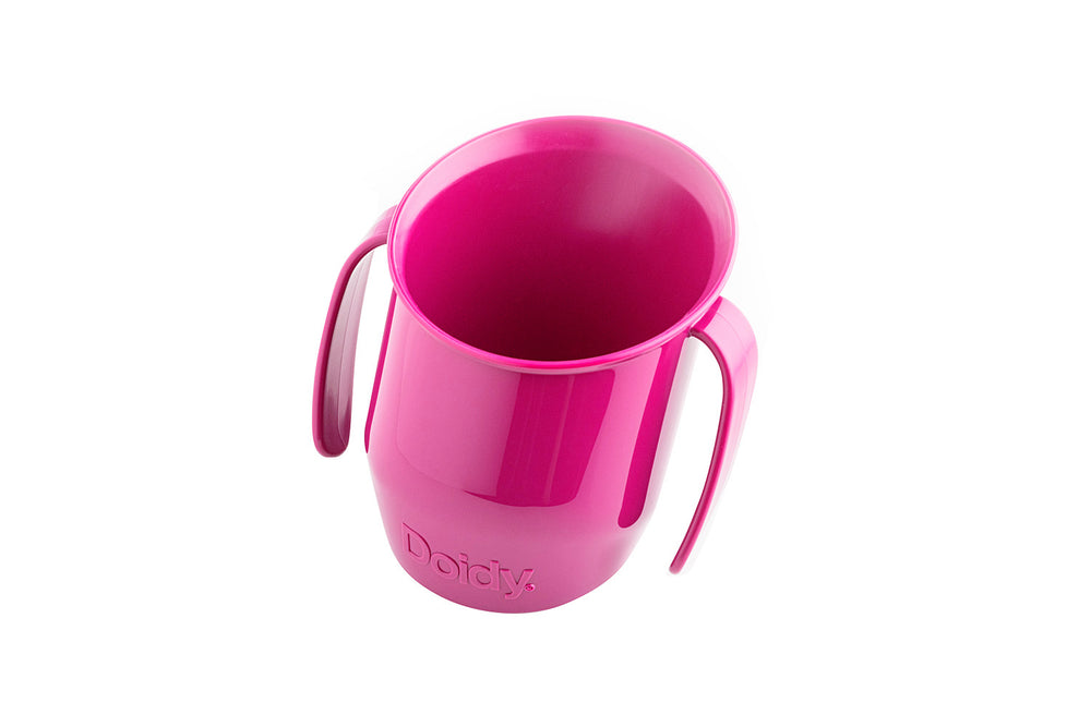 Doidy Cup Fuchsia kaufen - pinkfarbener Lernbecher mit schräger Form und praktischem Griff von Bickiepegs