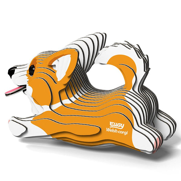 Öko Puzzle 3D Corgi von Eugy, mehrschichtige Puzzlestücke in lebendigem Hundedesign