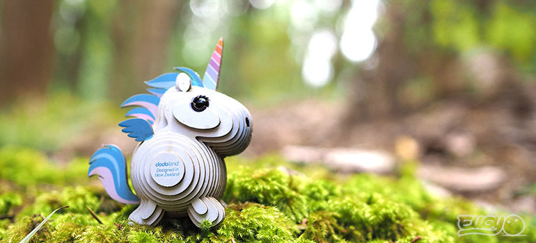 Eugy 3D Öko Einhorn Puzzle aus umweltfreundlichem Material in bunten Farben