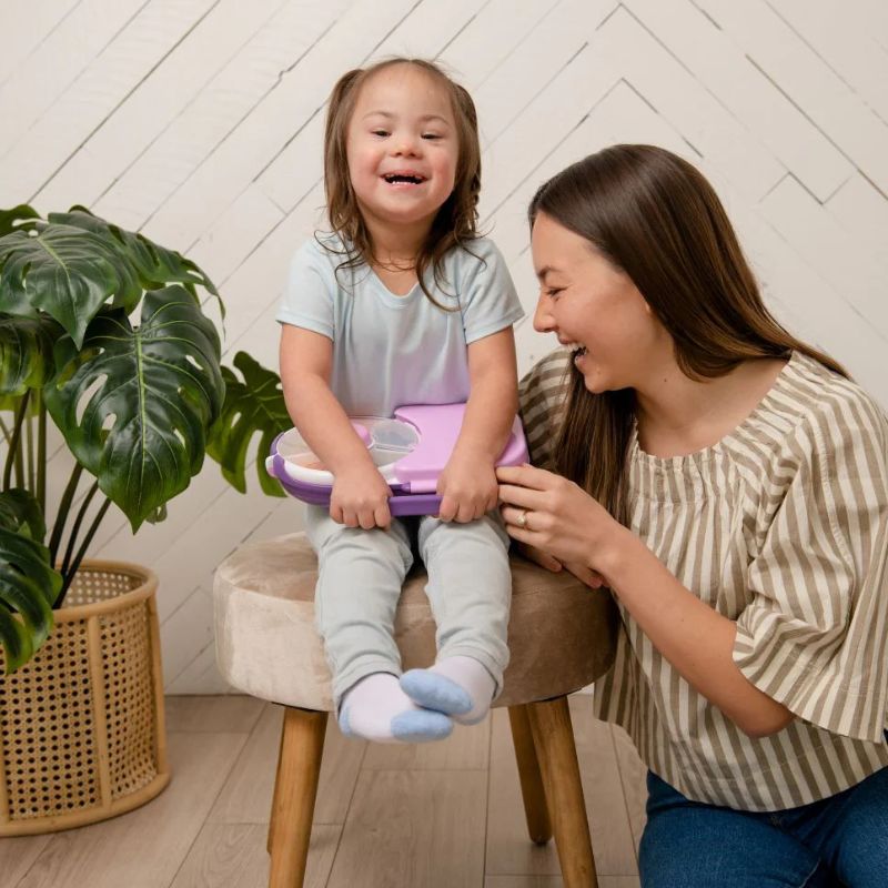 Gobe Frühstücksbox für Kinder Lunchbox Snack Spinner 2in1 in Trauben-Lila mit rundem Dreheinsatz