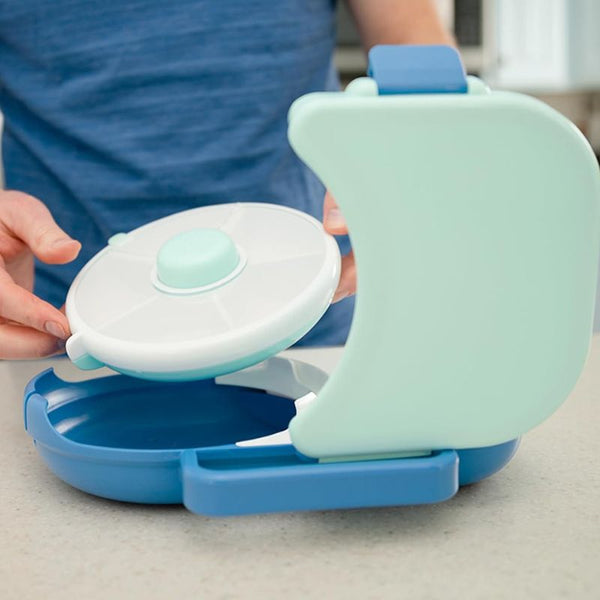 Frühstücksbox für Kinder Lunchbox Snack Spinner 2in1 – Sage Green von Gobe mit drehbarem Facheinsatz