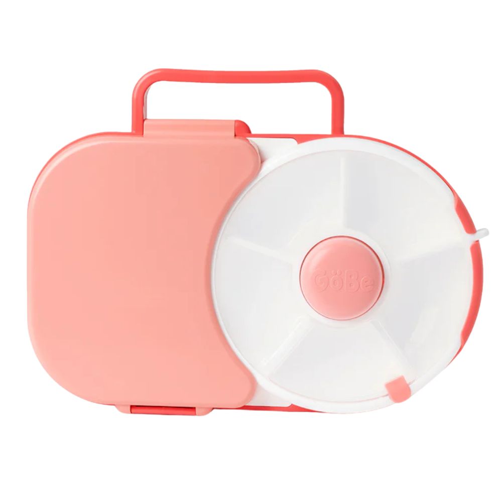 Frühstücksbox für Kinder Lunchbox Snack Spinner 2in1 – Wassermelone Pink von Gobe mit Tragegriff