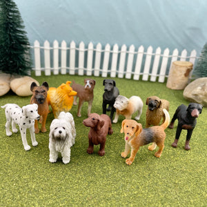 Set von Hunde Spielfiguren Set mit verschiedenen Hunderassen für kreative Rollenspiele