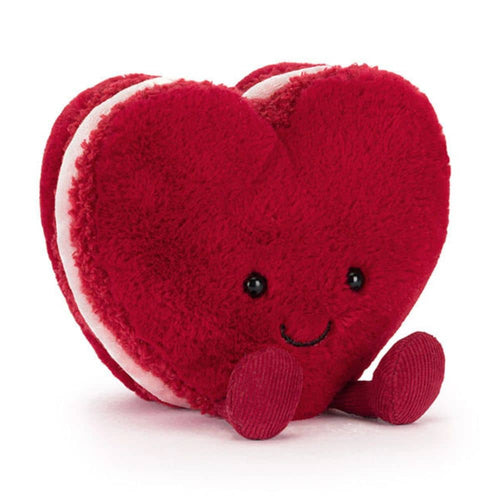 Jellycat Mackaroni Herz, weiche Kuscheltier mit niedlichem Gesicht und roten Farben