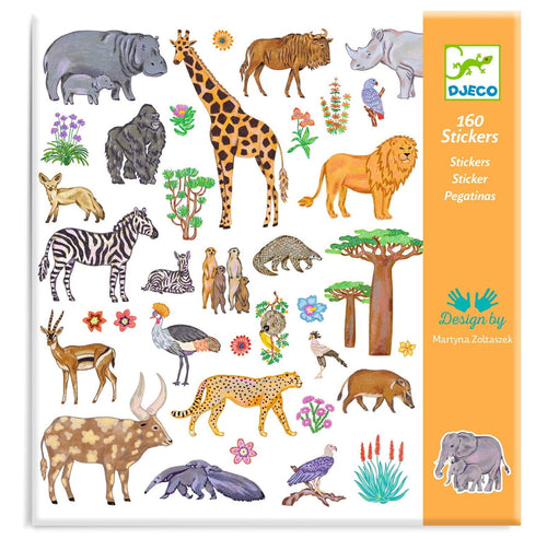 Kenia Sticker Set für Kinder mit 160 bunten Tieren und Pflanzen für kreatives Basteln