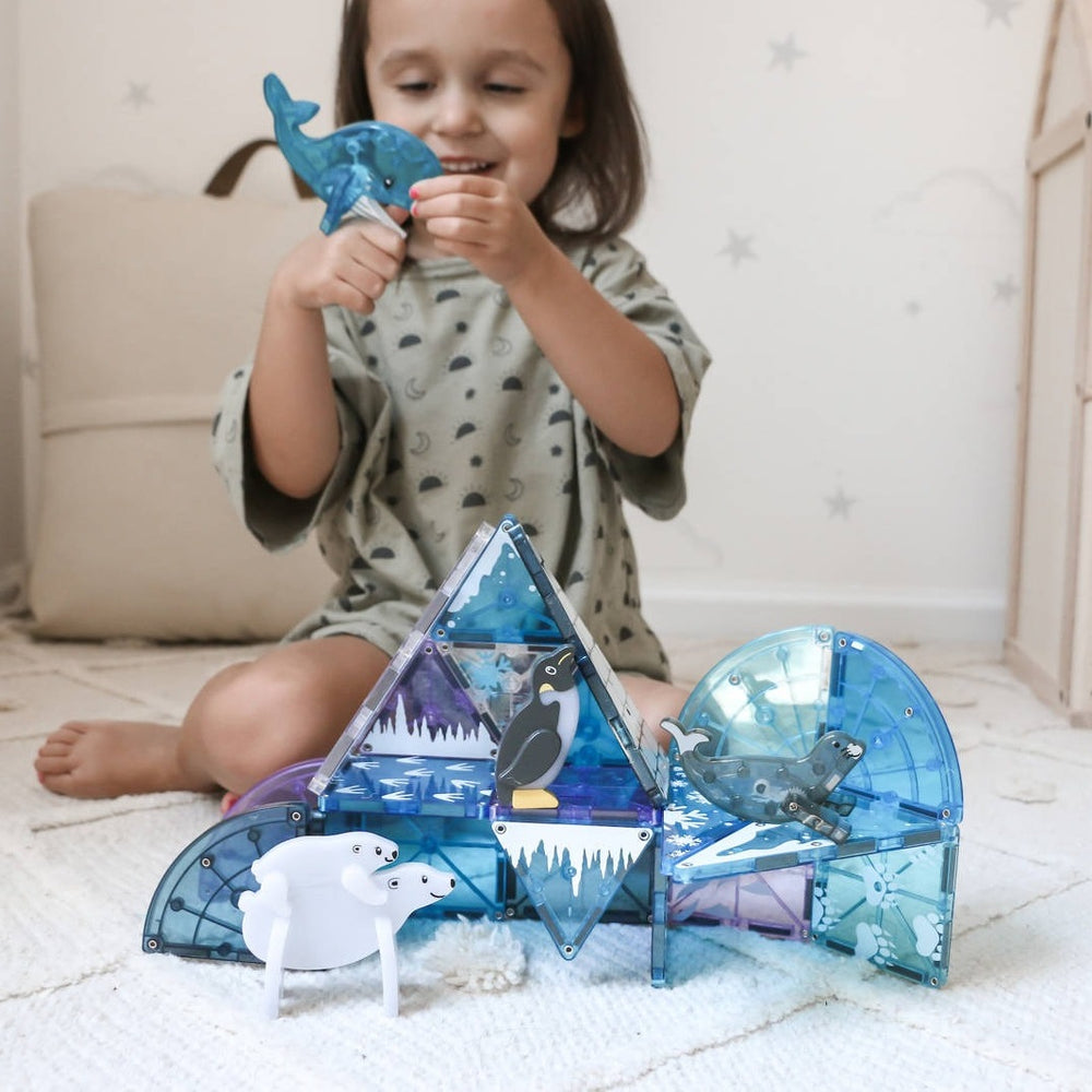 MAGNA-TILES Magnetbausteine arktische Tiere Set mit 25 Teilen für kreative Bauprojekte