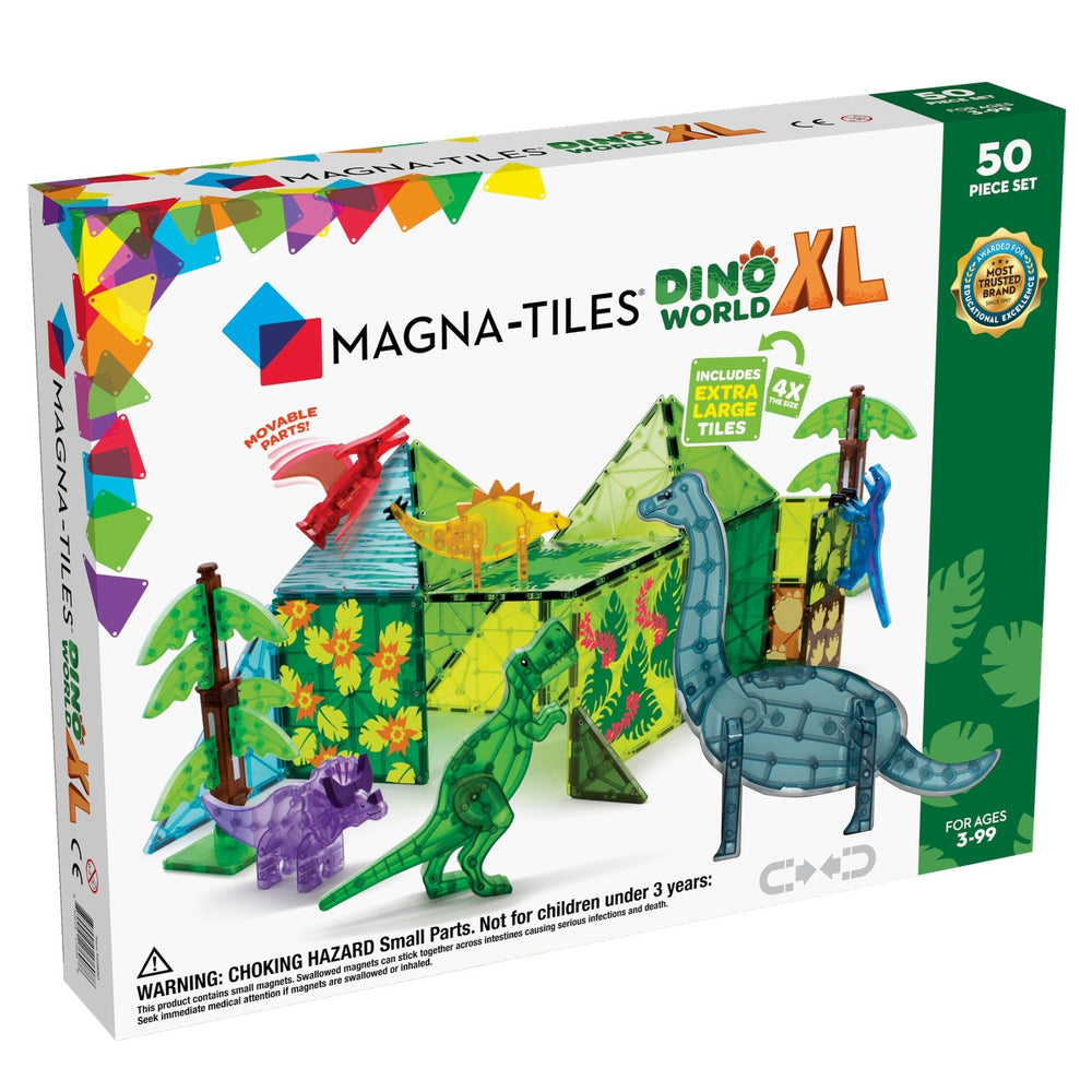 MAGNA-TILES Magnetbausteine Dino World XL Set mit 50 Teilen für kreatives Spielen und Bauen