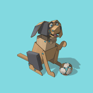 Makedo DIY-Bauschraubensatz - SCRU 120 el. Holzbausatz für den Bau eines spielerischen Hundemodells