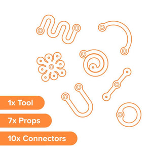 Makedo kreative Bastelsets für Kinder mit Werkzeug, 7 Komponenten und 10 Verbindern für kreatives Spiel