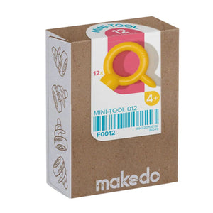 Makedo Satz mit 12 Miniwerkzeugen in kompakter brauner Verpackung für Kinder ab 4 Jahren