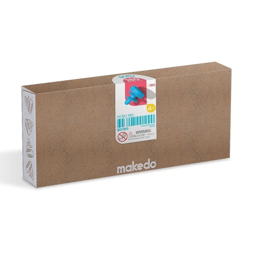 Makedo Schraubensatz für den DIY-Bau SCRU 180 Teile in brauner Verpackung für Kinder ab 4 Jahren