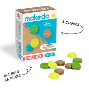 Scru-Dot Makedo Wild Things Set mit 36 Teilen in drei Farben für kreatives Basteln