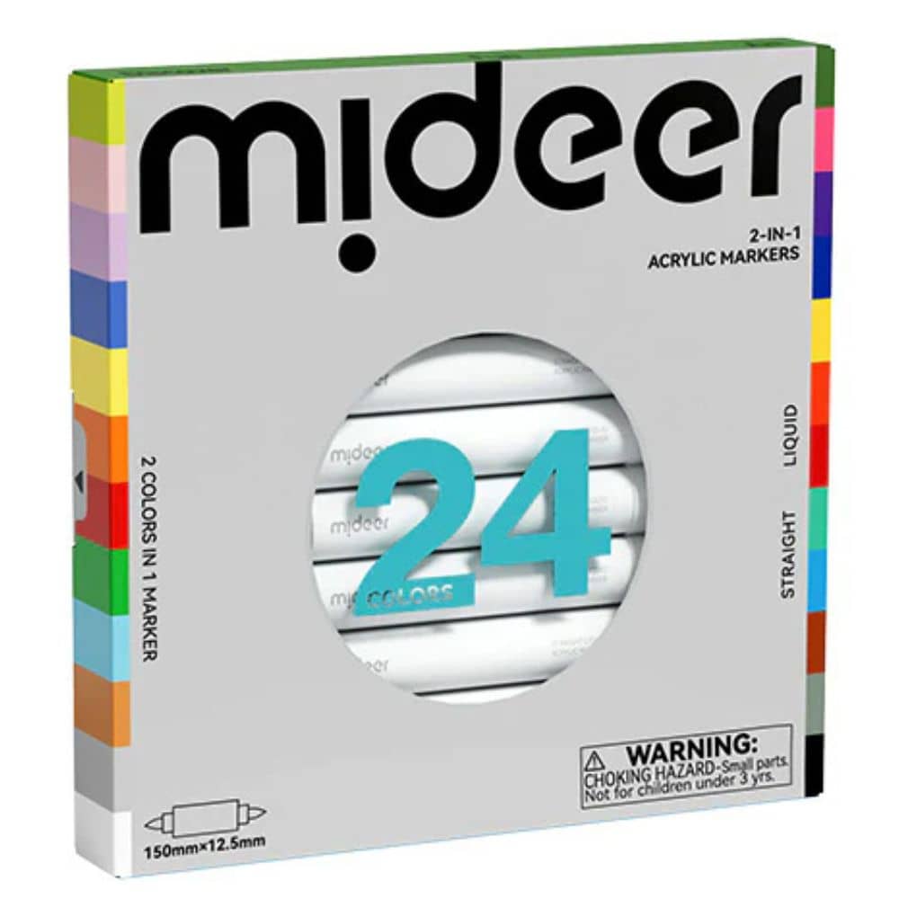 Mideer Acrylmarker Set 24 Farben in einem praktischen 2-in-1 Marker-Design