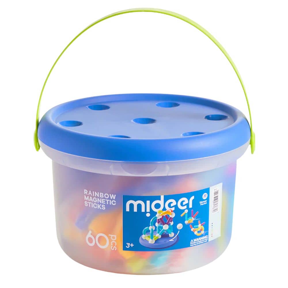Mideer Magnetspielzeug für Kinder in einem bunten Eimer mit 60 Teilen für kreatives Spielen
