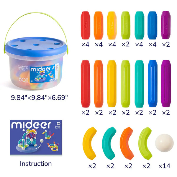 Mideer Magnetspielzeug für Kinder im Set mit bunten Teilen und Aufbewahrungseimer