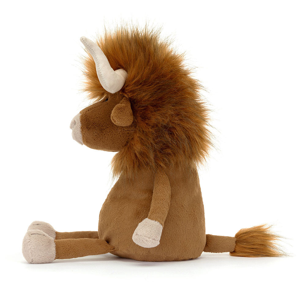 Jellycat Plüsch-Bulle Ramone 33 cm sitzende braune weiche Kuschelfigur mit Hörnern