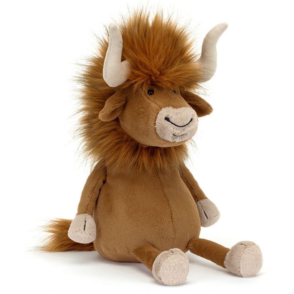 Jellycat Plüsch-Bulle Ramone 33 cm sitzende braune weiche Kuschelfigur mit Hörnern