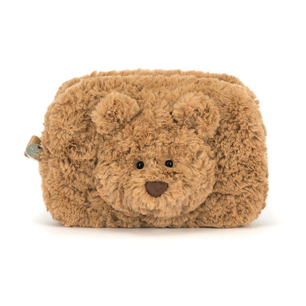 Jellycat Plüsch-Federtasche Schminktasche Teddy Bartholomew 19 cm in braunem Kuschel-Teddy-Design